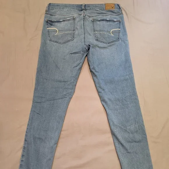 American Eagle Denim Jeggings Size 10 Short Super Stretch Light Medium Wash - Picture 3 of 16